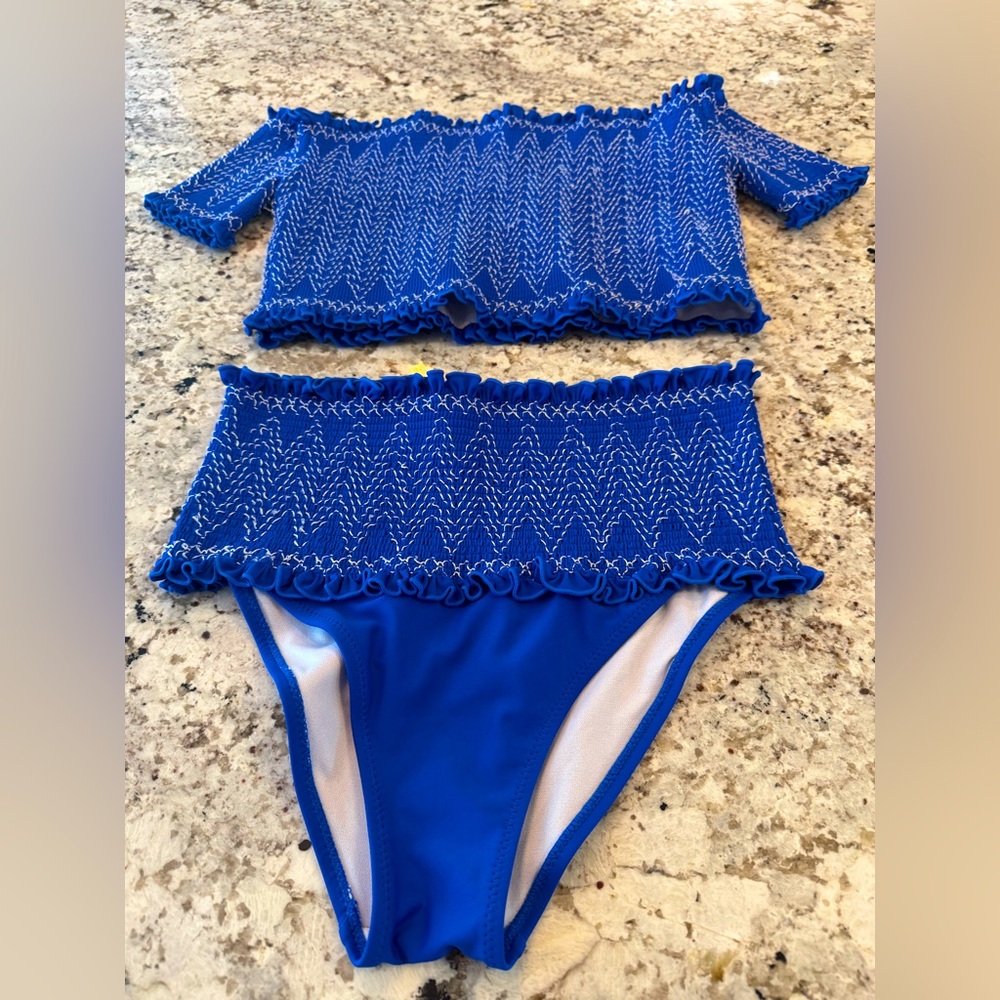 Blue and White Bikini Swimwear